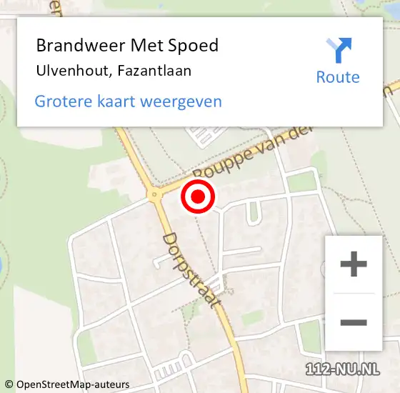 Locatie op kaart van de 112 melding: Brandweer Met Spoed Naar Ulvenhout, Fazantlaan op 6 juli 2014 20:04