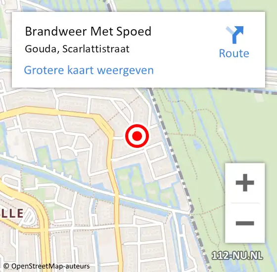 Locatie op kaart van de 112 melding: Brandweer Met Spoed Naar Gouda, Scarlattistraat op 30 januari 2022 08:42