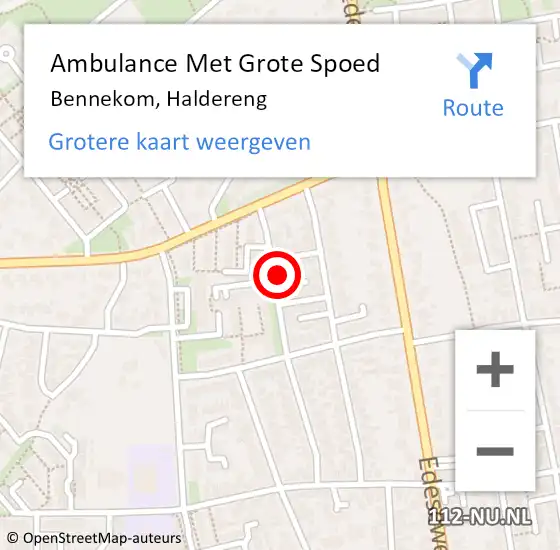 Locatie op kaart van de 112 melding: Ambulance Met Grote Spoed Naar Bennekom, Haldereng op 30 januari 2022 09:00