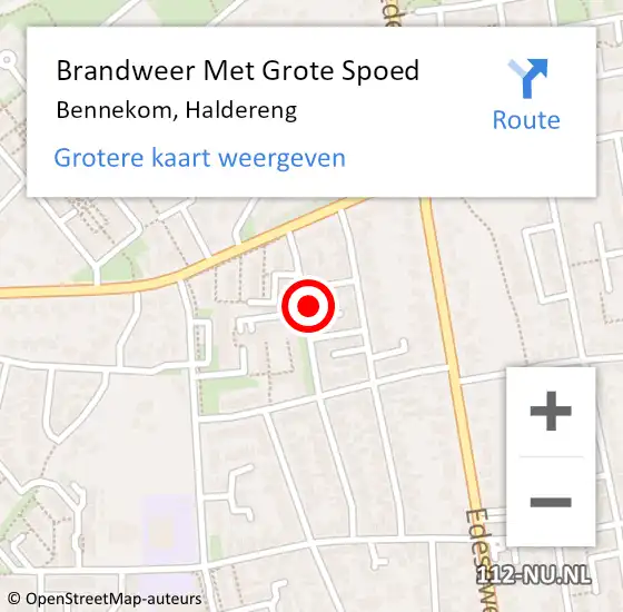 Locatie op kaart van de 112 melding: Brandweer Met Grote Spoed Naar Bennekom, Haldereng op 30 januari 2022 09:01