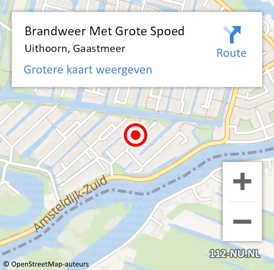 Locatie op kaart van de 112 melding: Brandweer Met Grote Spoed Naar Uithoorn, Gaastmeer op 30 januari 2022 09:06