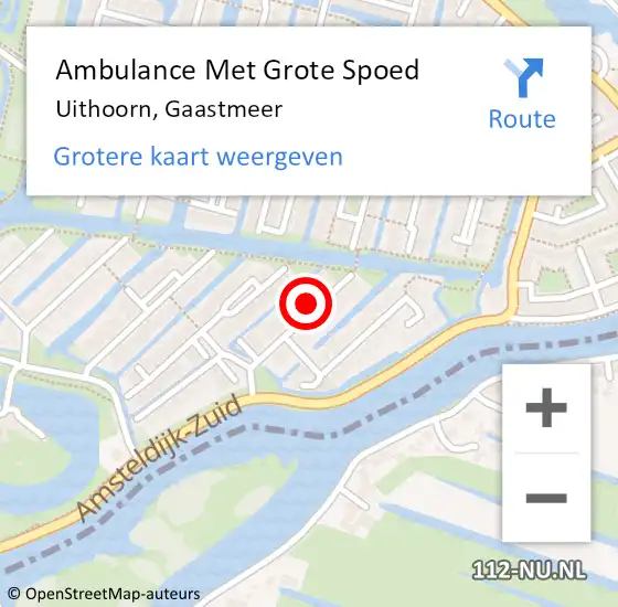 Locatie op kaart van de 112 melding: Ambulance Met Grote Spoed Naar Uithoorn, Gaastmeer op 30 januari 2022 09:06