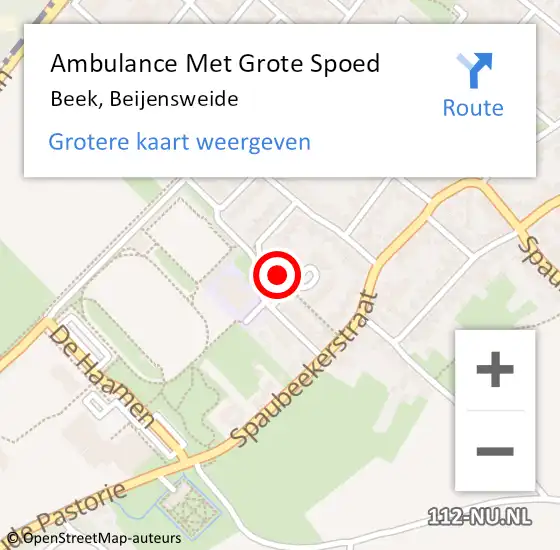 Locatie op kaart van de 112 melding: Ambulance Met Grote Spoed Naar Beek, Beijensweide op 30 januari 2022 09:07