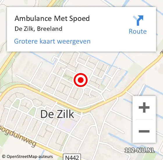 Locatie op kaart van de 112 melding: Ambulance Met Spoed Naar De Zilk, Breeland op 30 januari 2022 09:47