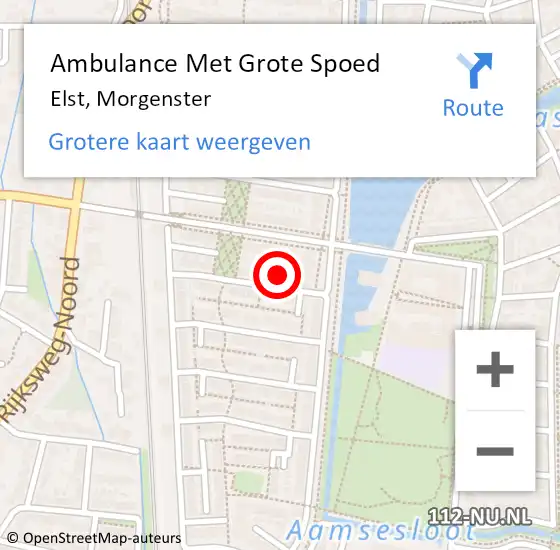Locatie op kaart van de 112 melding: Ambulance Met Grote Spoed Naar Elst, Morgenster op 30 januari 2022 10:01