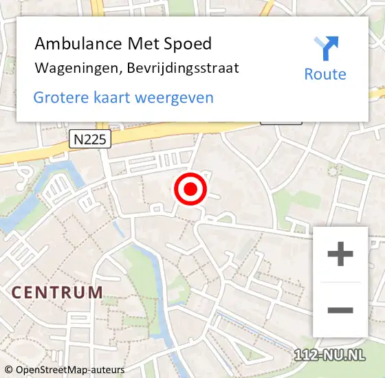 Locatie op kaart van de 112 melding: Ambulance Met Spoed Naar Wageningen, Bevrijdingsstraat op 30 januari 2022 10:46