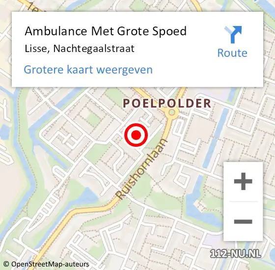 Locatie op kaart van de 112 melding: Ambulance Met Grote Spoed Naar Lisse, Nachtegaalstraat op 30 januari 2022 10:49