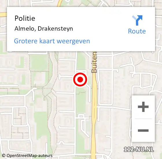 Locatie op kaart van de 112 melding: Politie Almelo, Drakensteyn op 30 januari 2022 11:02