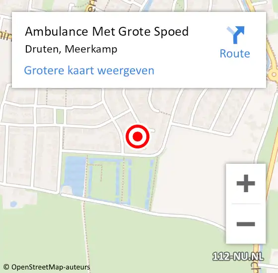 Locatie op kaart van de 112 melding: Ambulance Met Grote Spoed Naar Druten, Meerkamp op 30 januari 2022 11:11