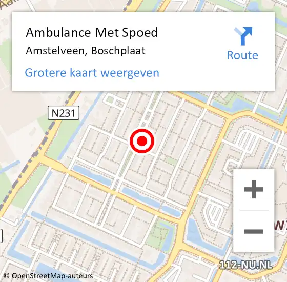 Locatie op kaart van de 112 melding: Ambulance Met Spoed Naar Amstelveen, Boschplaat op 30 januari 2022 11:19