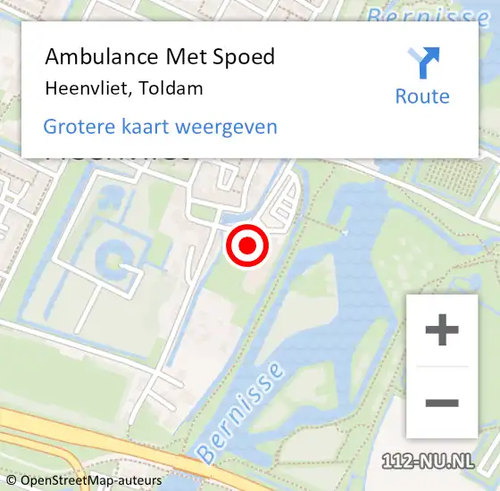 Locatie op kaart van de 112 melding: Ambulance Met Spoed Naar Heenvliet, Toldam op 30 januari 2022 11:31