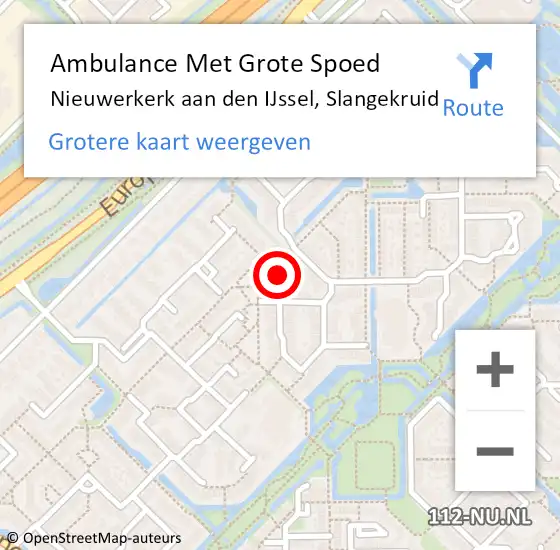 Locatie op kaart van de 112 melding: Ambulance Met Grote Spoed Naar Nieuwerkerk aan den IJssel, Slangekruid op 30 januari 2022 12:01