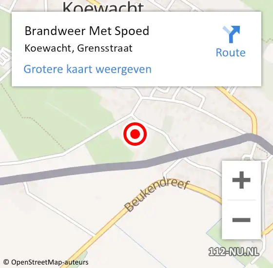 Locatie op kaart van de 112 melding: Brandweer Met Spoed Naar Koewacht, Grensstraat op 30 januari 2022 12:13