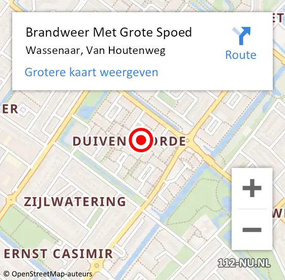 Locatie op kaart van de 112 melding: Brandweer Met Grote Spoed Naar Wassenaar, Van Houtenweg op 30 januari 2022 12:13