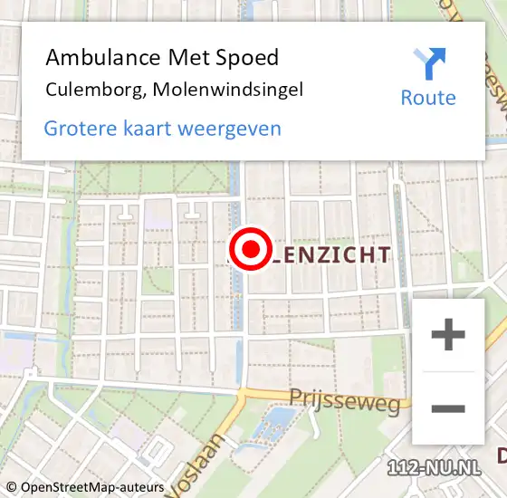 Locatie op kaart van de 112 melding: Ambulance Met Spoed Naar Culemborg, Molenwindsingel op 30 januari 2022 12:27