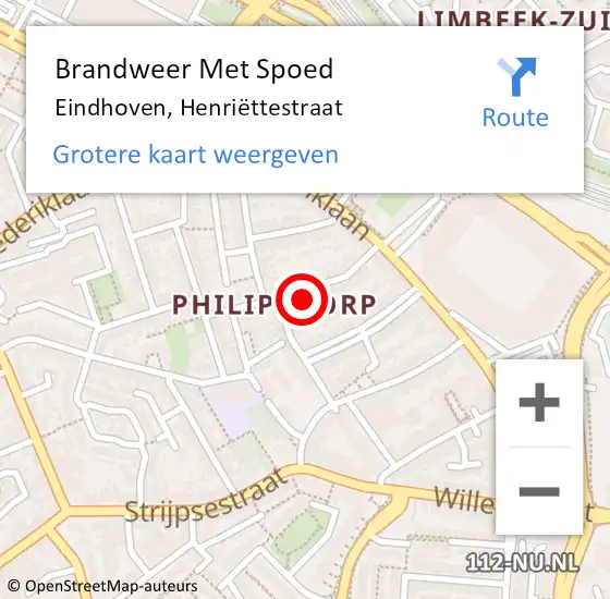 Locatie op kaart van de 112 melding: Brandweer Met Spoed Naar Eindhoven, Henriëttestraat op 30 januari 2022 12:48