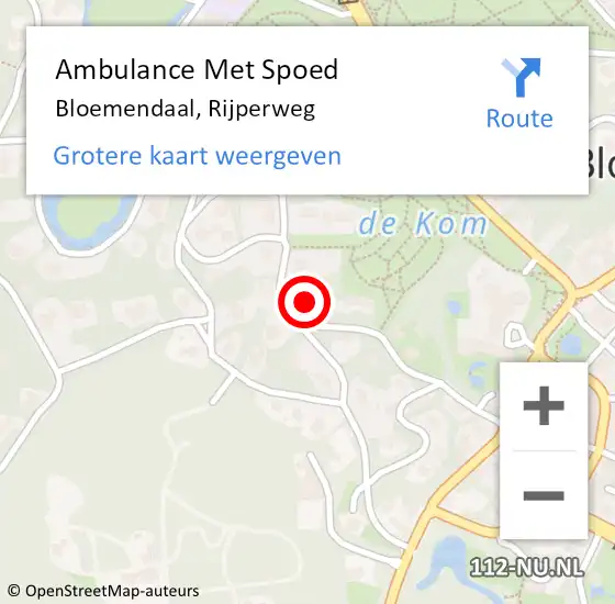 Locatie op kaart van de 112 melding: Ambulance Met Spoed Naar Bloemendaal, Rijperweg op 30 januari 2022 12:57