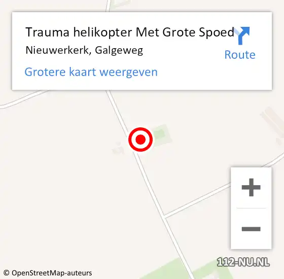 Locatie op kaart van de 112 melding: Trauma helikopter Met Grote Spoed Naar Nieuwerkerk, Galgeweg op 30 januari 2022 13:07