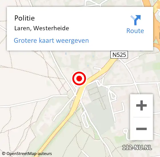 Locatie op kaart van de 112 melding: Politie Laren, Westerheide op 30 januari 2022 13:18