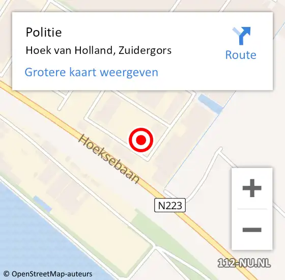 Locatie op kaart van de 112 melding: Politie Hoek van Holland, Zuidergors op 30 januari 2022 13:22