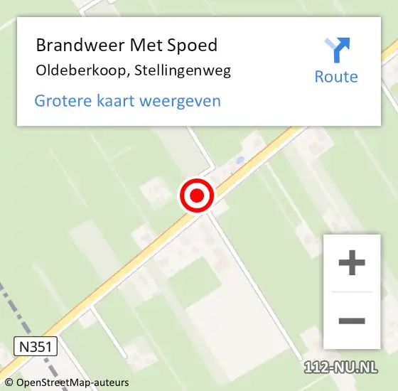 Locatie op kaart van de 112 melding: Brandweer Met Spoed Naar Oldeberkoop, Stellingenweg op 30 januari 2022 13:35