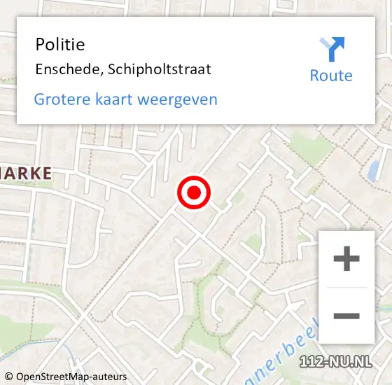 Locatie op kaart van de 112 melding: Politie Enschede, Schipholtstraat op 30 januari 2022 13:37