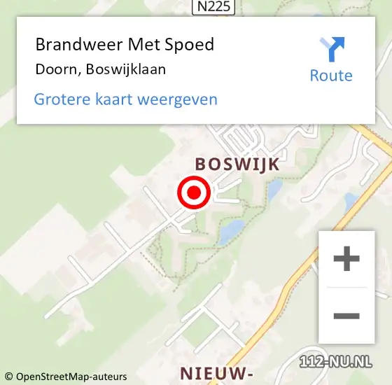 Locatie op kaart van de 112 melding: Brandweer Met Spoed Naar Doorn, Boswijklaan op 30 januari 2022 13:39