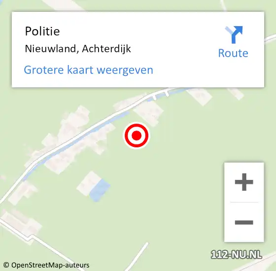 Locatie op kaart van de 112 melding: Politie Nieuwland, Achterdijk op 30 januari 2022 13:52