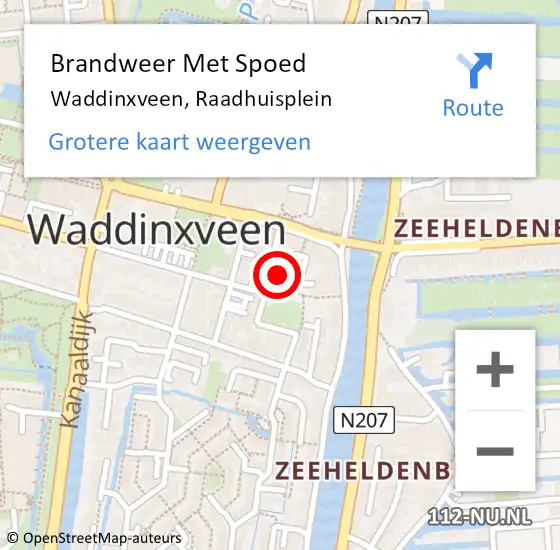 Locatie op kaart van de 112 melding: Brandweer Met Spoed Naar Waddinxveen, Raadhuisplein op 30 januari 2022 13:54