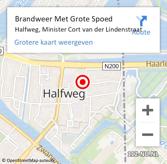 Locatie op kaart van de 112 melding: Brandweer Met Grote Spoed Naar Halfweg, Minister Cort van der Lindenstraat op 30 januari 2022 14:09