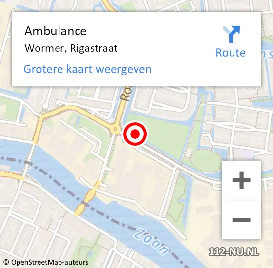 Locatie op kaart van de 112 melding: Ambulance Wormer, Rigastraat op 30 januari 2022 14:11