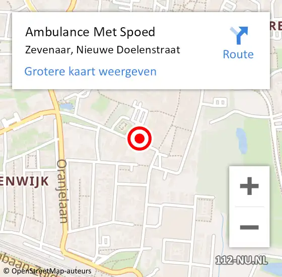 Locatie op kaart van de 112 melding: Ambulance Met Spoed Naar Zevenaar, Nieuwe Doelenstraat op 30 januari 2022 14:12