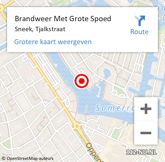 Locatie op kaart van de 112 melding: Brandweer Met Grote Spoed Naar Sneek, Tjalkstraat op 30 januari 2022 14:13