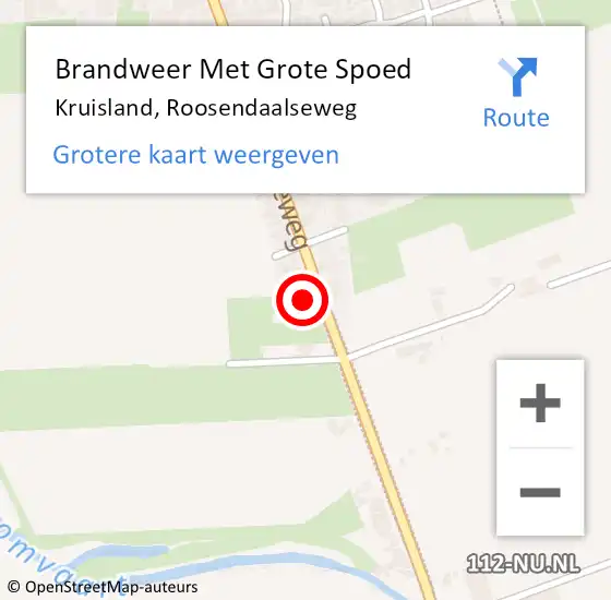 Locatie op kaart van de 112 melding: Brandweer Met Grote Spoed Naar Kruisland, Roosendaalseweg op 30 januari 2022 14:38