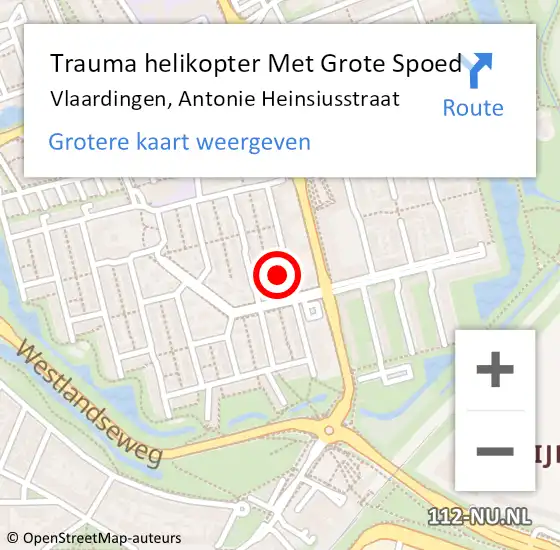 Locatie op kaart van de 112 melding: Trauma helikopter Met Grote Spoed Naar Vlaardingen, Antonie Heinsiusstraat op 30 januari 2022 14:50