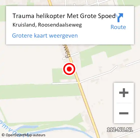 Locatie op kaart van de 112 melding: Trauma helikopter Met Grote Spoed Naar Kruisland, Roosendaalseweg op 30 januari 2022 14:51