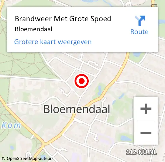 Locatie op kaart van de 112 melding: Brandweer Met Grote Spoed Naar Bloemendaal op 30 januari 2022 14:52