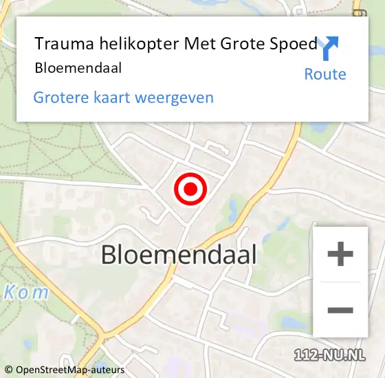 Locatie op kaart van de 112 melding: Trauma helikopter Met Grote Spoed Naar Bloemendaal op 30 januari 2022 14:52