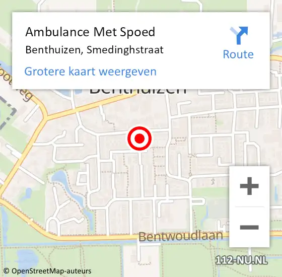 Locatie op kaart van de 112 melding: Ambulance Met Spoed Naar Benthuizen, Smedinghstraat op 30 januari 2022 15:05