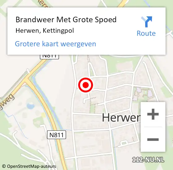 Locatie op kaart van de 112 melding: Brandweer Met Grote Spoed Naar Herwen, Kettingpol op 30 januari 2022 15:11