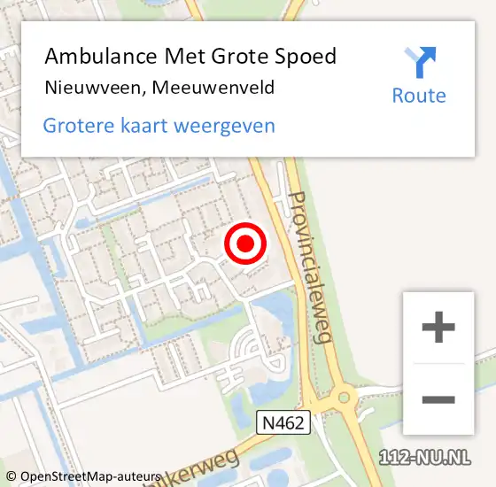 Locatie op kaart van de 112 melding: Ambulance Met Grote Spoed Naar Nieuwveen, Meeuwenveld op 30 januari 2022 15:15