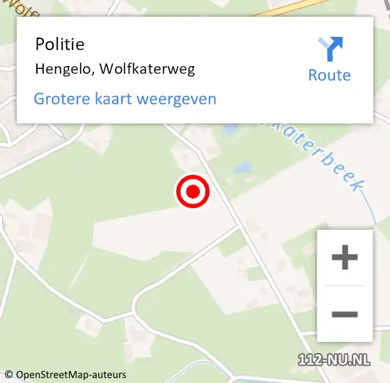 Locatie op kaart van de 112 melding: Politie Hengelo, Wolfkaterweg op 30 januari 2022 15:17