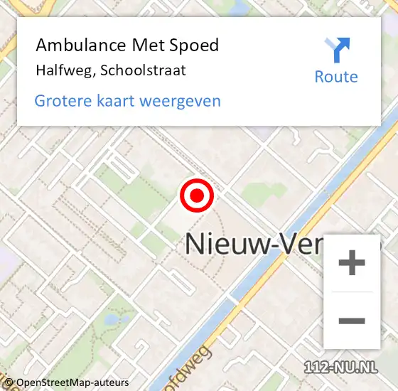 Locatie op kaart van de 112 melding: Ambulance Met Spoed Naar Halfweg, Schoolstraat op 30 januari 2022 15:18