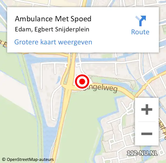 Locatie op kaart van de 112 melding: Ambulance Met Spoed Naar Edam, Egbert Snijderplein op 30 januari 2022 15:28