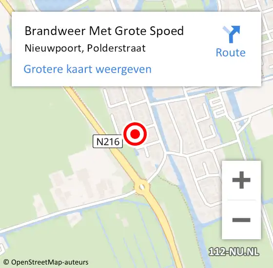 Locatie op kaart van de 112 melding: Brandweer Met Grote Spoed Naar Nieuwpoort, Polderstraat op 30 januari 2022 15:35