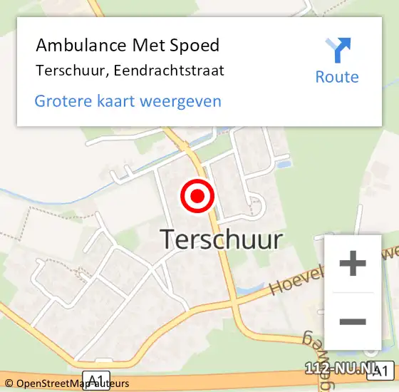Locatie op kaart van de 112 melding: Ambulance Met Spoed Naar Terschuur, Eendrachtstraat op 30 januari 2022 15:36