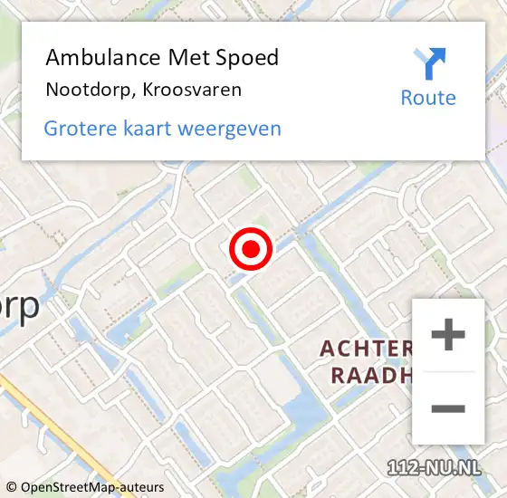 Locatie op kaart van de 112 melding: Ambulance Met Spoed Naar Nootdorp, Kroosvaren op 30 januari 2022 15:38