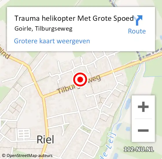 Locatie op kaart van de 112 melding: Trauma helikopter Met Grote Spoed Naar Goirle, Tilburgseweg op 30 januari 2022 15:46