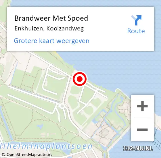 Locatie op kaart van de 112 melding: Brandweer Met Spoed Naar Enkhuizen, Kooizandweg op 30 januari 2022 15:51