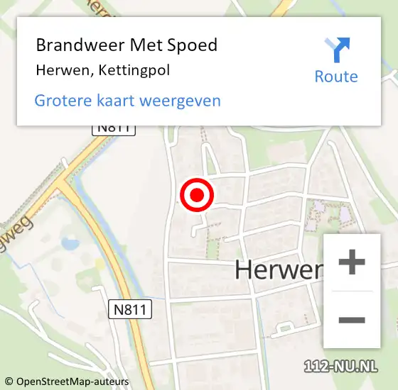 Locatie op kaart van de 112 melding: Brandweer Met Spoed Naar Herwen, Kettingpol op 30 januari 2022 15:53